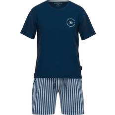Brun - Herre Pyjamasser Tom Tailor Pyjamas Kort - Navy/Lyseblå