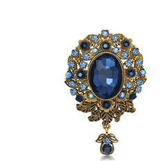 Crystal Brooches Exogio Crystal Flower Brooch Women Broches Badge Wedding Gifts - Blue