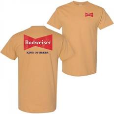 Budweiser King of Beers Retro Logo Front & Back Print Cotton T-Shirt - Yellow