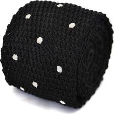 White Ties Frederick Thomas Knitted Silk Mens Tie - Black