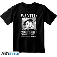 Unisex T-shirts ABYstyle One Piece Wanted Luffy - Svart