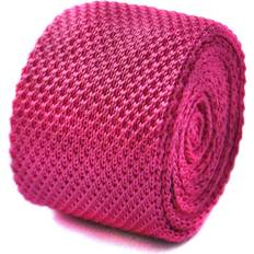 Men - Pink Ties Frederick Thomas Knitted Silk Mens Tie - Bright Hot Pink