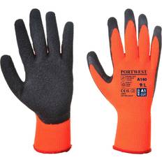 Women Work Gloves Portwest Unisex Adult A140 Thermal Latex Grip Gloves - Orange/Black