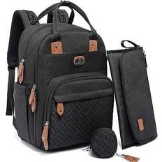 Dikaslon Dikaslon Wickeltasche Rucksack Großer Mit Babytaschen Schwarz
