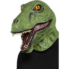 Green Head Masks Fancy Dress Smiffys Unisex Adult Dinosaur Latex Mask