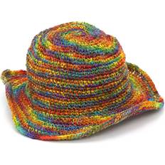 Hemp Accessories Carousel Home Handmade Rainbow Hemp Sun Hat - Adult Wire Brim - Multi-Coloured