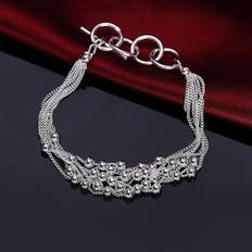 Maxpower High Quality S925 Sterling Silver 4MM Women Men Chain Male Twisted Rope Bracelets - Silver Sand