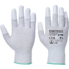 Men Work Gloves Portwest Unisex Adult A198 PU Fingertip Grip Gloves - Grey