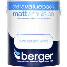 Berger Matt Emulsion Pure Brilliant Pure Wall Paint Pure Brilliant White 5L