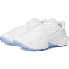 Hvid Basketballsko på tilbud Under Armour Lockdown 7 Low Unisex Basketball Shoes - White/Metallic Silver