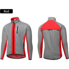 Wosawe Cycling Jacket Windproof Mtb Bike Reflective Hi Viz Tops - Red