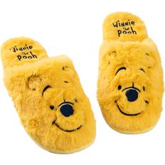 Women - Yellow Slippers Face Embroidered Mule Slippers - Yellow