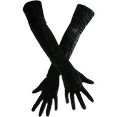Maxpower Red Velvet Long Gloves Autumn Winter Dress Women's Gloves - Black