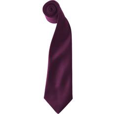 Men - Purple Ties Premier Colours Mens Satin Clip Tie - Aubergine