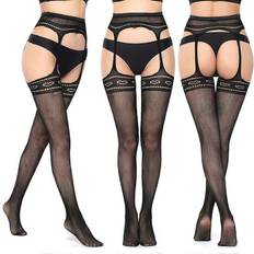 Womens High Waist Patterned Fishnet Tights - Thigh High Stockings