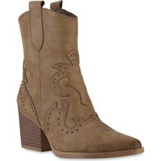 Van Hill Damen Cowboy Boots - Khaki