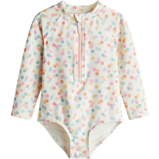 H&M Long Sleeved Swimsuit - Cream/Dotted (1255526003)