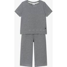 White Pyjamases Petit Bateau Girls Short Sleeve Pyjamas - Navy Blue