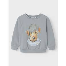 Blåa Sweatshirts Name It Mini Sweatshirt NmmBasse - Grå