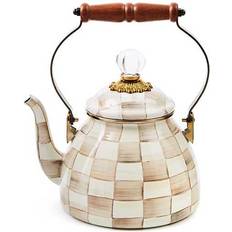 Mackenzie-Childs Mocha Check 2 Quart Tea Kettle Teapot