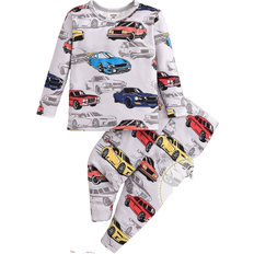 Shein pcs Baby Boy Snug Fit Car Printed Crew Neck Long Sleeve Top And Pants Casual Sleepwear Set