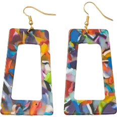 Shein pair Cute Colorful Geometric Square Shaped Earrings Summer Ladies Fashion Jewelry For Travel Vacation Gift