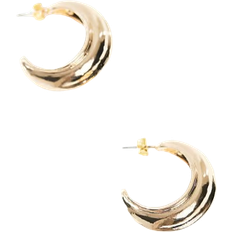 Ridged Chunky Hoop Earrings - Gold
