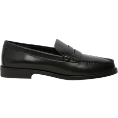 Lillian Leather Penny Loafer Flat Shoes - Black