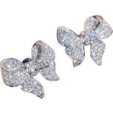 Shein Pair Of Copper Inlaid Cubic Zirconia Bowknot Earrings