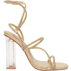 Quiz Quiz Gold Diamante Strappy Heeled Sandals