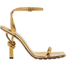 Bottega Veneta Metallic Knot-Heel Ankle-Strap Sandals GOLD 10B