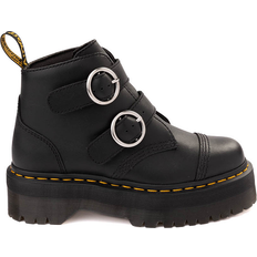 [DR.MARTENS] Devon FLWR Black Milled Nappa ☆ Devon Flower Buckle Leather Platform Boots in Black Milled