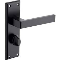 Interior Door Handles Door Levers Designer Levers Balmoral Lever Lock Bathroom Door Handle Matt Black 2pcs 129x50mm
