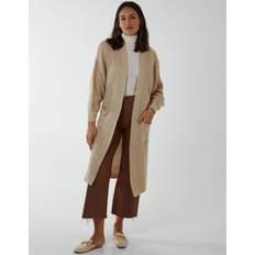 One Size - Women Cardigans Blue Vanilla Edge To Edge Knitted Long Cardigan - Beige