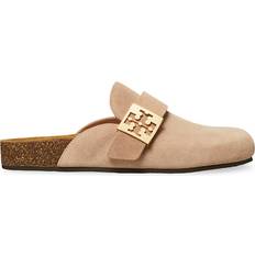 Tory Burch Mellow Suede Buckle Slide Mules - Malva/Gold