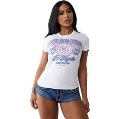 True Religion Kläder True Religion Women's Crystal Logo California T-Shirt - White/Pink