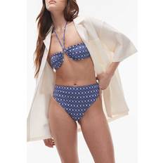 Arket Women Clothing Arket Mix & Match High Waist Bikini Bottom Brief - Blue/White Print