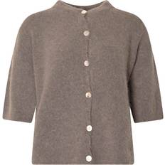 Korta ärmar Koftor Noella Kae SS Knit Cardigan - Coffee