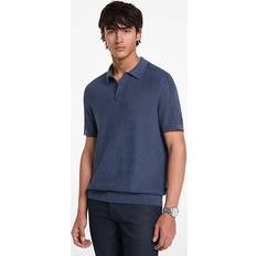 Michael Kors Men's Short Sleeve Textured Mouline Polo Shirt - Blue