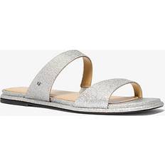 Michael Kors Jaida Glitter Embellished Leather Sandal - Silver