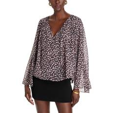 Blommig V-ringad Topp - Pink