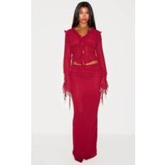 Red - Short Skirts PrettyLittleThing Ruched Chiffon Maxi Skirt - Red