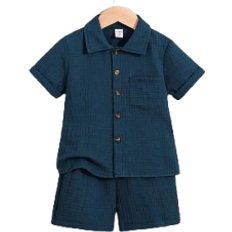 Shein pcs Set Young Boy Casual Cotton Short Sleeve Shirt Shorts Suitable For Daily Wear School Outdoor Play In Summer