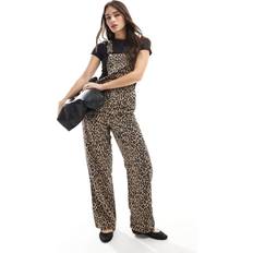 Brown - Women Jumpsuits & Overalls Only Corduroy Dungaree In Leo Print - Brown