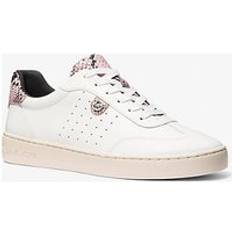 Michael Kors Scotty Snake Embossed Leather Trainers - Pink