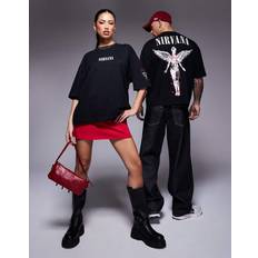 ASOS DESIGN Oversized Sort T-shirt Med Licenseret Nirvana-print - Firkantet Pasform