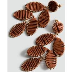 Mango Long Floral-Design Earrings - Burnt Orange