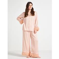 Men - Pink Sleepwear Lindex Satin Pyjama Set With Faux Feathers