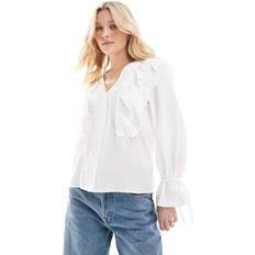 Vero Moda Women Blouses Vero Moda Ruffle Blouse With Tie Sleeves - White