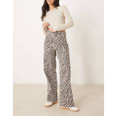 Brown - Unisex Jeans Y.A.S High Waist Wide Leg Jeans - Zebra Print